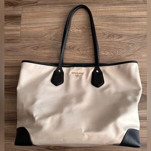 Beige and Black Michael Kors Tote Bag